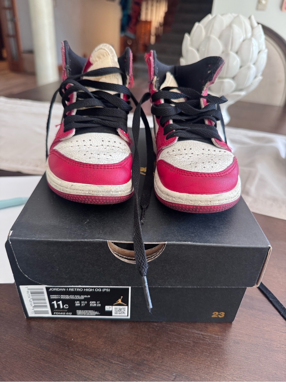 Nike Kids Pink and White High-Top Sneakers with Black Laces